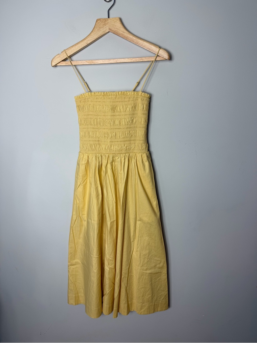 Reformation Kerrie Smocked Midi Dress Butter Yellow organic cotton Size 2 View 5